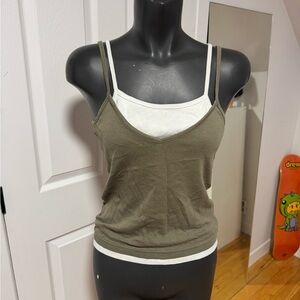 Olive Green Double-Strap Layered Tank Top - Women